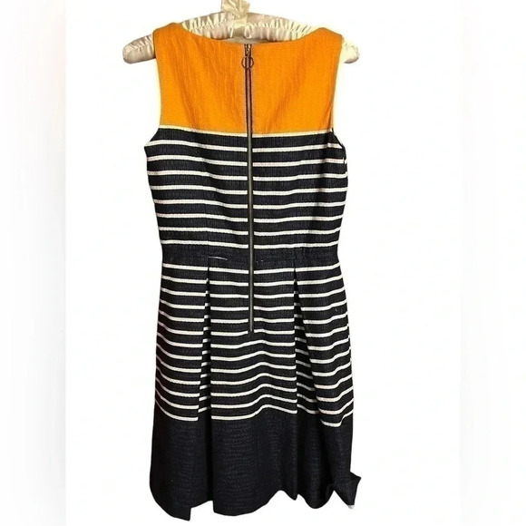 Just Taylor Striped Navy Blue Colorblock Full Skirt Dress - Picture 4 of 7